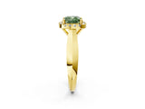 Yellow gold Fancy Green Cushion  Cut Halo Solitaire Engagement Ring with Square Band and Four-Prong Setting_68