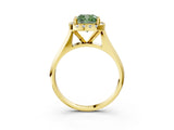 Yellow gold Fancy Green Cushion  Cut Halo Solitaire Engagement Ring with Square Band and Four-Prong Setting_69