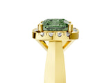 Yellow gold Fancy Green Cushion  Cut Halo Solitaire Engagement Ring with Square Band and Four-Prong Setting_71