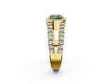 Yellow gold Fancy Green Cushion  Cut Halo Split Shank Diamond Ring with Four-Prong Setting_47