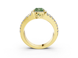 Yellow gold Fancy Green Cushion  Cut Halo Split Shank Diamond Ring with Four-Prong Setting_48