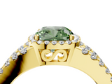 Yellow gold Fancy Green Cushion  Cut Halo Split Shank Diamond Ring with Four-Prong Setting_49