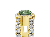 Yellow gold Fancy Green Cushion  Cut Halo Split Shank Diamond Ring with Four-Prong Setting_50