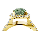 Yellow gold Fancy Green Cushion  Cut Halo Split Shank Pave Set Ring_66