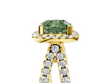 Yellow gold Fancy Green Cushion  Cut Halo Split Shank Pave Set Ring_67