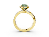 Yellow gold Fancy Green Cushion  Cut Halo Split Shank Prong Setting Ring_64