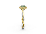 Yellow gold Fancy Green Cushion  Cut Halo Twisted Band Four-Prong Ring_21