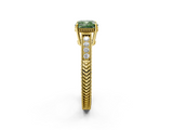 Yellow gold Fancy Green Cushion  Cut Milgrain Channel Set Engagement Ring with Solitaire Prong Setting_64
