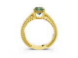 Yellow gold Fancy Green Cushion  Cut Milgrain Channel Set Engagement Ring with Solitaire Prong Setting_65