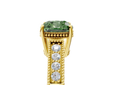 Yellow gold Fancy Green Cushion  Cut Milgrain Channel Set Engagement Ring with Solitaire Prong Setting_67