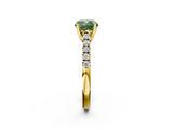 Yellow gold Fancy Green Cushion  Cut Pavé Band Solitaire Ring with Four-Prong Setting_23