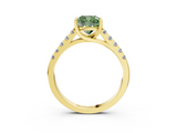 Yellow gold Fancy Green Cushion  Cut Pavé Band Solitaire Ring with Four-Prong Setting_24