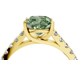 Yellow gold Fancy Green Cushion  Cut Pavé Band Solitaire Ring with Four-Prong Setting_25