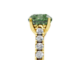 Yellow gold Fancy Green Cushion  Cut Pavé Band Solitaire Ring with Four-Prong Setting_26