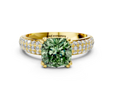 Yellow gold Fancy Green Cushion  Cut Pave Diamond Engagement Ring with Channel Set Band and Four-Prong Setting_20
