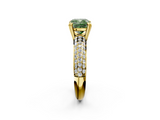 Yellow gold Fancy Green Cushion  Cut Pave Diamond Engagement Ring with Channel Set Band and Four-Prong Setting_22
