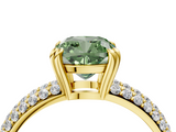 Yellow gold Fancy Green Cushion  Cut Pave Diamond Engagement Ring with Channel Set Band and Four-Prong Setting_24