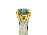 Yellow gold Fancy Green Cushion  Cut Pave Diamond Engagement Ring with Channel Set Band and Four-Prong Setting_25
