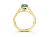Yellow gold Fancy Green Cushion Cut Solitaire Cathedral Diamond Engagement Ring with Channel-Set Band and Four-Prong Setting_6