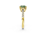 Yellow gold Fancy Green Cushion Cut Solitaire Diamond Engagement Ring with Pavé Band and Six-Prong Setting_14