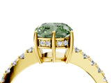 Yellow gold Fancy Green Cushion Cut Solitaire Diamond Engagement Ring with Pavé Band and Six-Prong Setting_16