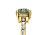 Yellow gold Fancy Green Cushion Cut Solitaire Diamond Engagement Ring with Pavé Band and Six-Prong Setting_17