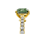 Yellow gold Fancy Green Cushion  Cut Solitaire Diamond Engagement Ring with Pave Band and Four-Prong Setting_150