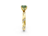 Yellow gold Fancy Green Cushion Cut Solitaire Diamond Engagement Ring with Twisted Pave Band and Four-Prong Setting_5