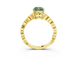 Yellow gold Fancy Green Cushion Cut Solitaire Diamond Ring with Infinity Twist Band and Four-Prong Setting_15