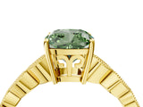 Yellow gold Fancy Green Cushion Cut Solitaire Diamond Ring with Infinity Twist Band and Four-Prong Setting_16