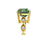 Yellow gold Fancy Green Cushion Cut Solitaire Diamond Ring with Infinity Twist Band and Four-Prong Setting_17