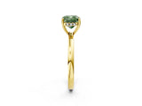 Yellow gold Fancy Green Cushion Cut Solitaire Diamond Ring with Prong Setting and Plain Band_2