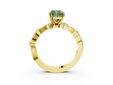Yellow gold Fancy Green Cushion  Cut Solitaire Diamond Twisted Band with Pave Setting_45