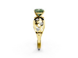 Yellow gold Fancy Green Cushion  Cut Solitaire Diamond with Side Stones on Criss-Cross Band and Four-Prong Setting_5