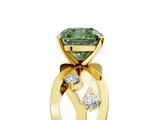 Yellow gold Fancy Green Cushion  Cut Solitaire Diamond with Side Stones on Criss-Cross Band and Four-Prong Setting_8
