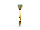 Yellow gold Fancy Green Cushion  Cut Solitaire Engagement Ring with Flat Band and Four-Prong Setting 3