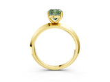 Yellow gold Fancy Green Cushion  Cut Solitaire Engagement Ring with Flat Band and Four-Prong Setting 4
