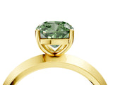 Yellow gold Fancy Green Cushion  Cut Solitaire Engagement Ring with Flat Band and Four-Prong Setting 5