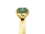 Yellow gold Fancy Green Cushion  Cut Solitaire Engagement Ring with Flat Band and Four-Prong Setting
