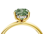 Yellow gold Fancy Green Cushion  Cut Solitaire Engagement Ring with Four-Prong Setting and Classic Band_24
