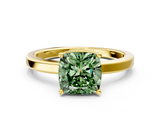 Yellow gold Fancy Green Cushion  Cut Solitaire Engagement Ring with Four-Prong Setting on a Classic Band_18