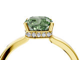 Yellow gold Fancy Green Cushion  Cut Solitaire Engagement Ring with Four-Prong Setting on a Classic Band_22
