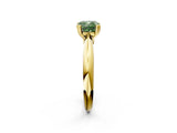 Yellow gold Fancy Green Cushion  Cut Solitaire Engagement Ring with Tapered Band and Four-Prong Setting 2