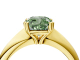 Yellow gold Fancy Green Cushion  Cut Solitaire Engagement Ring with Tapered Band and Four-Prong Setting 4