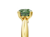 Yellow gold Fancy Green Cushion  Cut Solitaire Engagement Ring with Tapered Band and Four-Prong Setting 5
