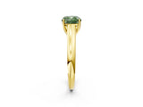 Yellow gold Fancy Green Cushion Cut Solitaire Engagement Ring with Tapered Band and Four-Prong Setting_5