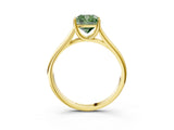 Yellow gold Fancy Green Cushion Cut Solitaire Engagement Ring with Tapered Band and Four-Prong Setting_6