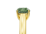 Yellow gold Fancy Green Cushion Cut Solitaire Engagement Ring with Tapered Band and Four-Prong Setting_8
