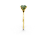 Yellow gold Fancy Green Cushion  Cut Solitaire Engagement Ring with Thin Band and Four-Prong Setting_5