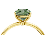 Yellow gold Fancy Green Cushion  Cut Solitaire Engagement Ring with Thin Band and Four-Prong Setting_7